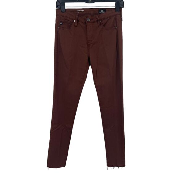 AG Adriano Goldschmied Legging Ankle Super Skinny Ankle Jean Brown Raw Hem 25 - Picture 1 of 8